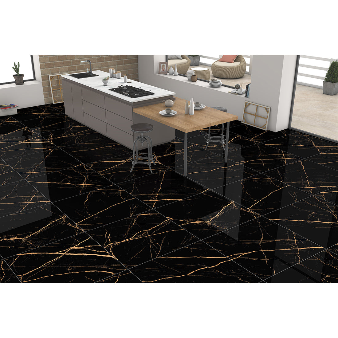 Armani Black with gold Porcelain Gloss tiles, 60cm x 60cm tiles, my tile store UK burton showroom, wall and floor tiles available cheap prices UK delivery