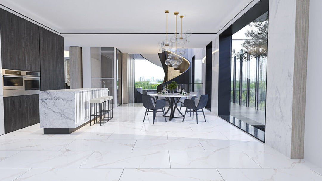 Bianco Calacatta White Porcelain Gloss tiles, 60cm x 120cm tiles, my tile store UK burton showroom, wall and floor tiles available cheap prices UK delivery