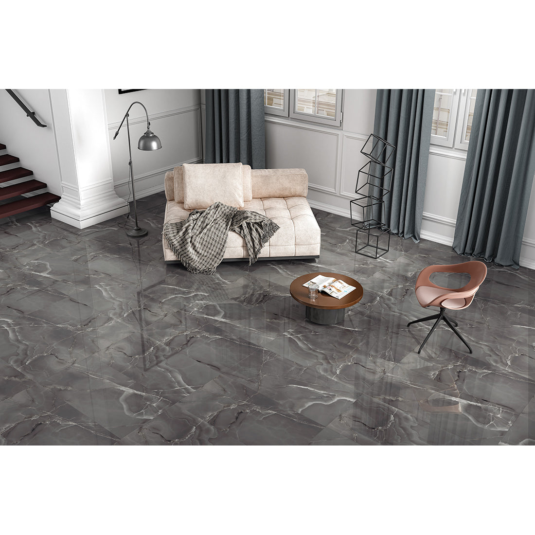 Prime Gris Porcelain Gloss tiles, 60cm x 120cm tiles, my tile store UK burton showroom, wall and floor tiles available cheap prices UK delivery